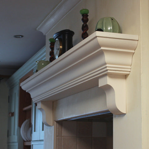 Victorian Style Solid Wood Mantel Piece, Floating Shelf with Corbels